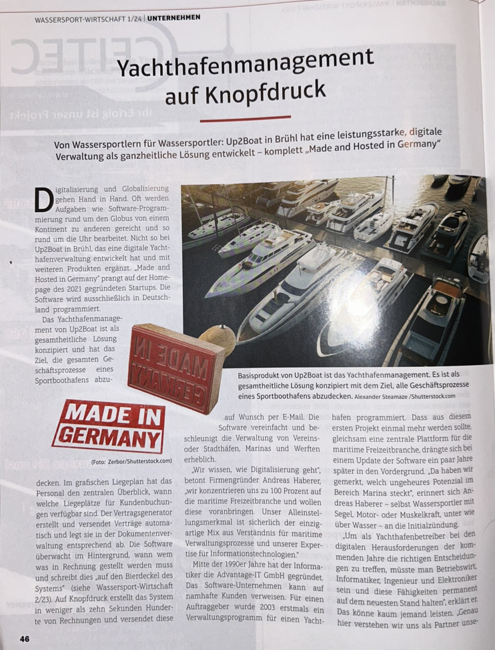 Ausgabe Fachzeitschrift Wassersportwirtschaft 01/2024 S.1