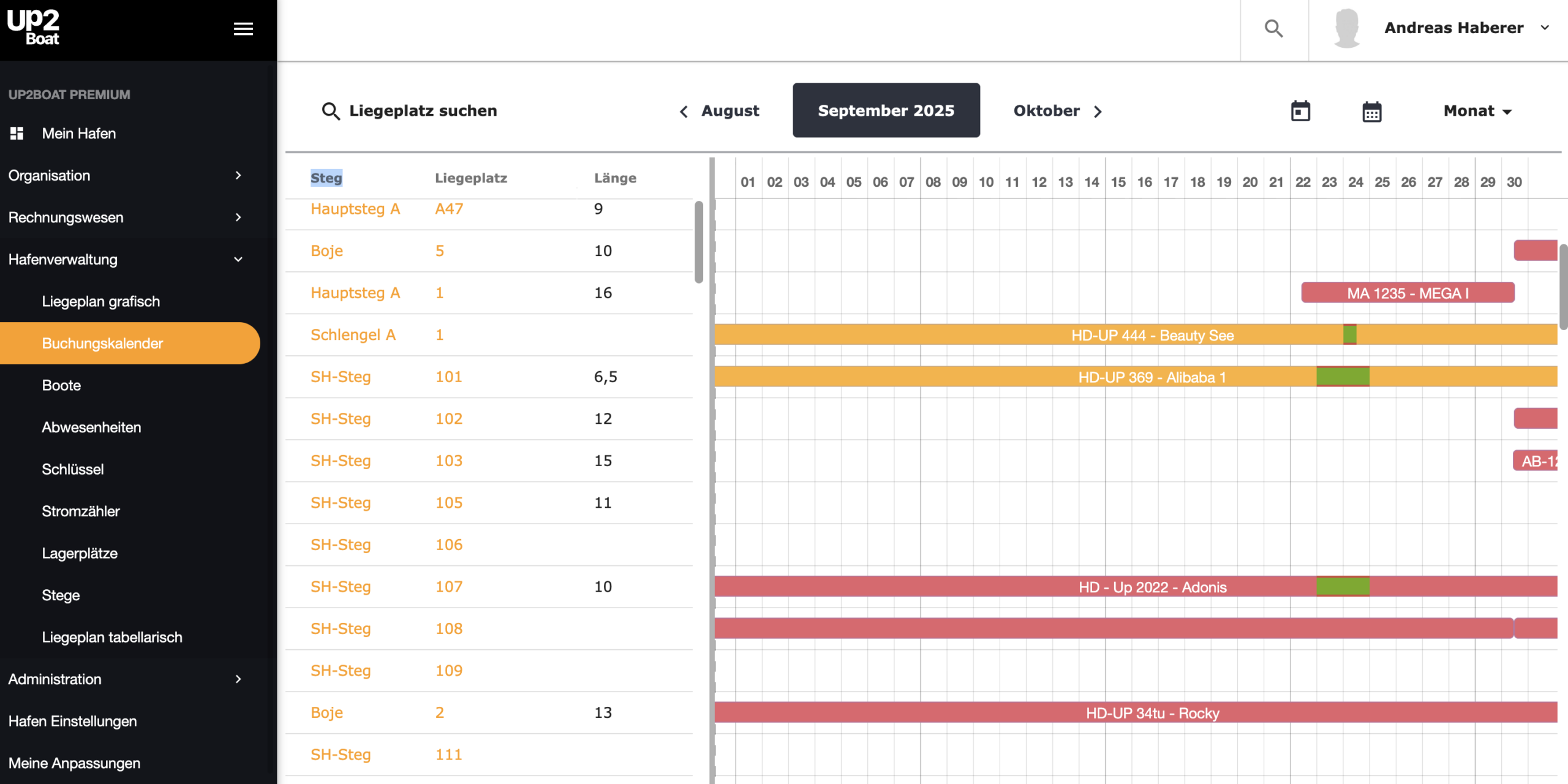 Up2Boat Buchungskalender